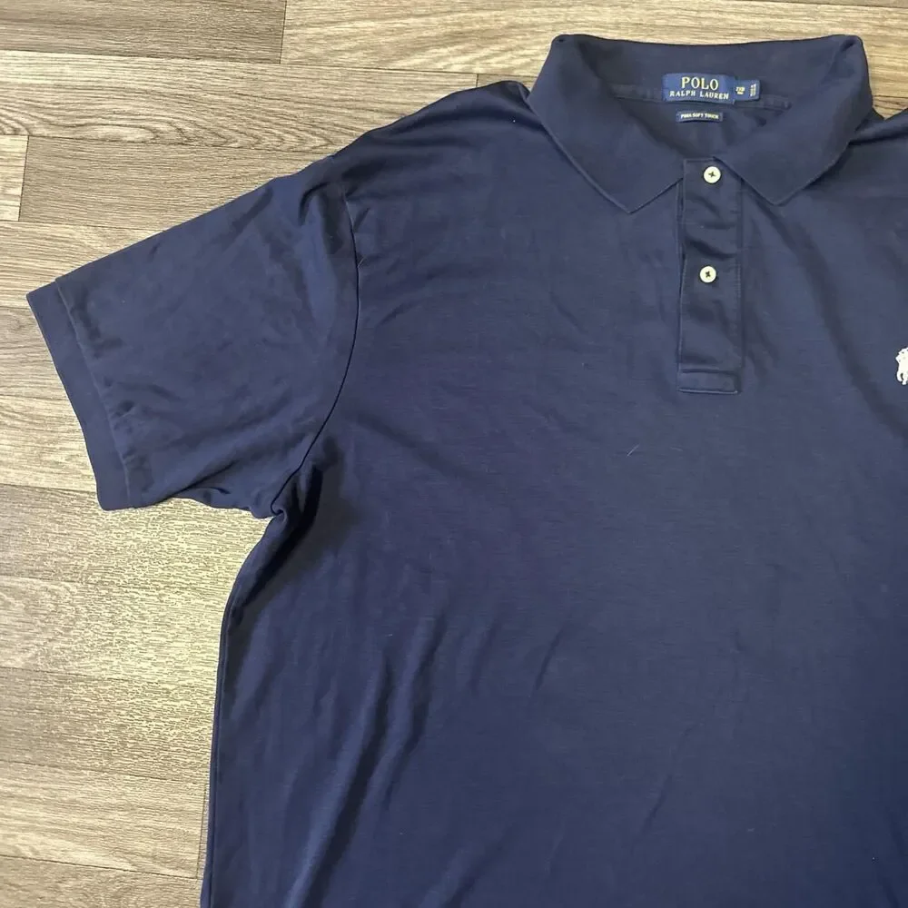 Polo Ralph Lauren Short Sleeve Polo Shirt Men’s 2XB Blue White Pony Logo Classic